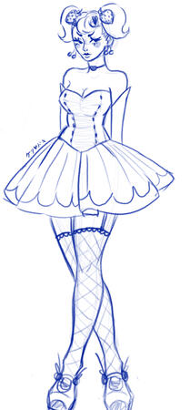 Full body B+W +Blue Line instead of black + No background